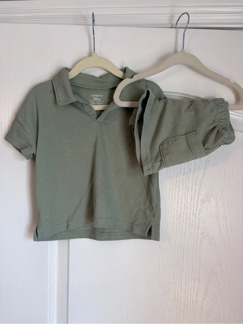 NWOT Carter's Sage Polo Short Set 18M